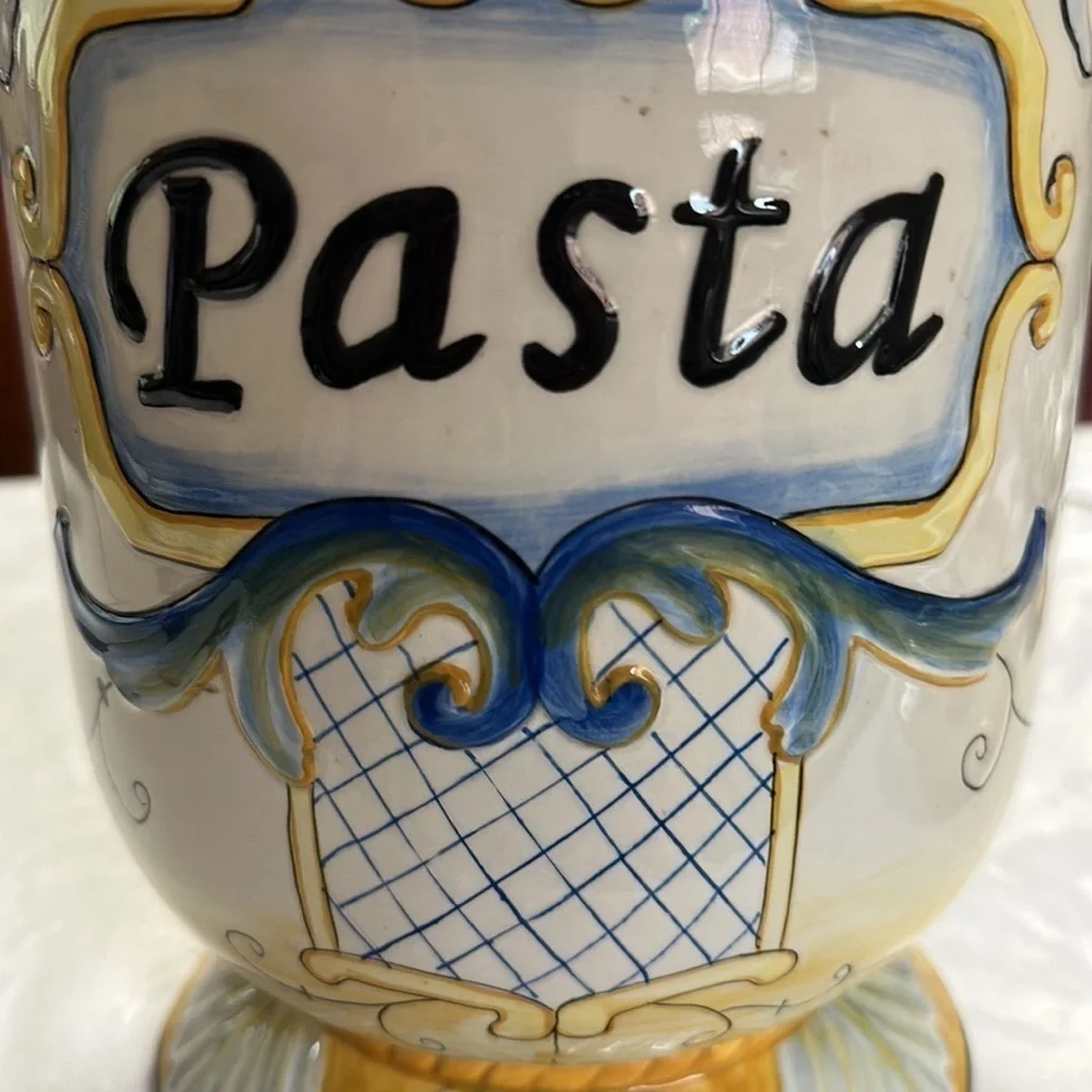 Fitz & Floyd Pasta Glazed Ceramic Classics Ricamo Pasta Jar Canister Preowned